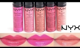 NYX Xtreme Lip Cream Swatches on Lips 5 colors