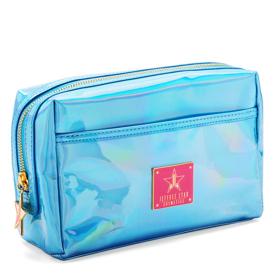 blue makeup bag