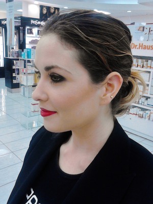 Our event is next week so our plan was to achieve a quick, simple make-over that could be worn as more of an evening look. We have under 15 minutes to do each make-over for our event so decided to put a few ideas together and practice them first.