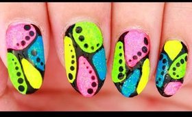 Sparkling Neons nail art