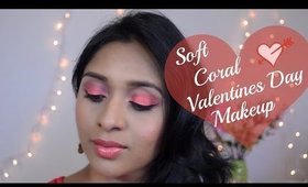 Soft Coral Mono Chrome Eye Makeup For Valentines Day| deepikamakeup