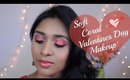 Soft Coral Mono Chrome Eye Makeup For Valentines Day| deepikamakeup