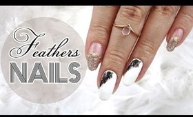 Design 10: Feathers | Feather & Glitter Nail Art ♡