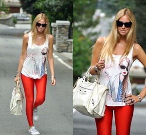 outfits with red leggings