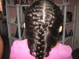 Two french braids join into one.