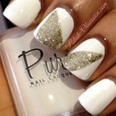 White and silver nail art