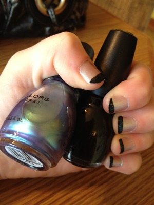 Sinful color let me go for my base then sinful color black on black for my tips