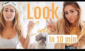 LOOK CUTE IN 10 MIN// EASY MAKEUP & HAIR 2018