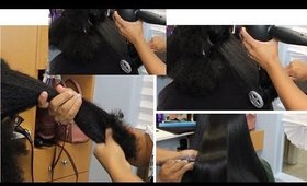 How to: Round Brush Long Natural Hair!!! Before SILK Press!