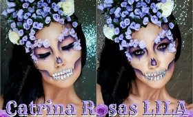 🌹Catrina de ROSAS LILA Maquillake 💜 / LILAC Sugar Skull Makeup Tutorial | auroramakeup