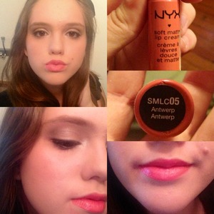 Brown makeup look for everyday wear. NYX lip cream in the color Antwerp topped off with Stila Kitten lipgloss 