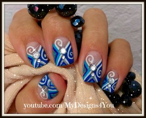 Winter Nail Art Design | Blue Abstract Nails How To