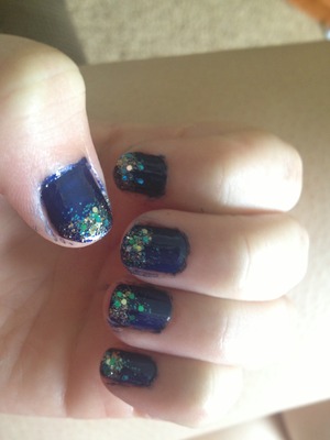 Navy base w/gold and blue glitter