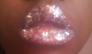 3d lips with glitter! fun look,but nothing i would wear very often.