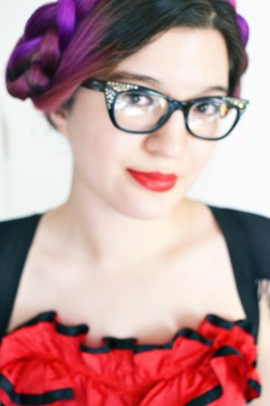 this is my go to makeup/hair everyday. red lips, milkmaid braids. 