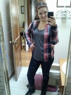 I like to get a little edgy sometimes, and so I tried to add 'biker' boots with the 'lumberjack' look lol 