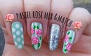 Pastel Rose Mix & Match Nail Art Tutorial - Stripes & Polka Dots | Stephyclaws