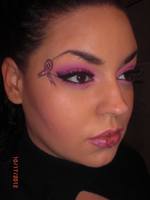 pinks, purples and glitter for breast cancer awareness, a subject that is very close to my heart