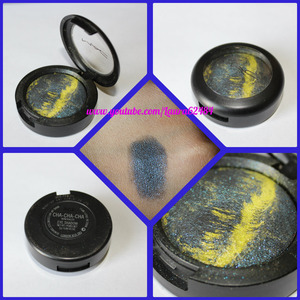 mineral eyeshadow with lime green and midnight navy blue.