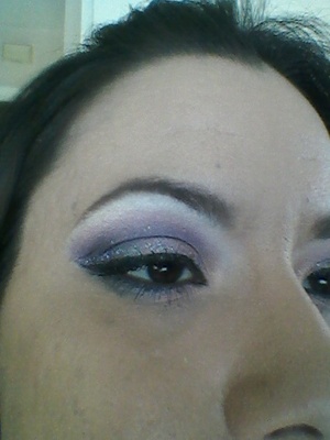 Pink with purple in the crease and purple and blue glitter! LuVz it!!
