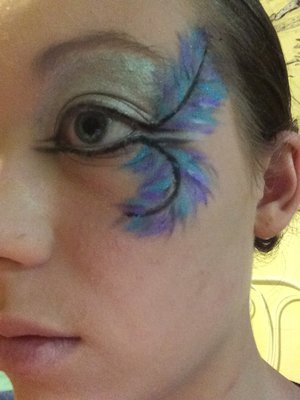 My makeup as a dancer for the musical Pippin...false eyelashes and rhinestones added later :)