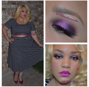 Follow me @Blondiemocha on Instagram for more looks! ❤️❤️

Details... 
I began by using Urban Decay eyeshadow primer as a base. 

Eyes - 
Beware (Urbandecay, crease
Da Bling (MAC, crease, LE)
Sketch (MAC, outer and inner lid, slightly in crease)
Hotsy Totsy (Sugarpill, center eye)
Magentric (Sugarpill, center eye)

Brows - Anastasia Beverly Hill Brow Wiz in Soft Brown. 

Lashes - House of lashes Noir Fairy

Lips - Utopia By Limecrime   

Clothing - 
Outfit is from Torrid