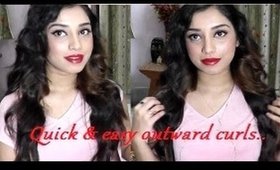 Quick and easy outward curl hairstyle for long hair..