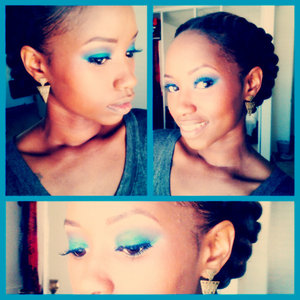 Used a veriation of Mary Kay blue eye shadow colors for this bold blue eye.