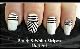 Easy Black and White Stripes Nail Art! (For Beginners)