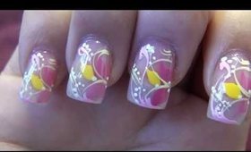 Spring/Prom Pink and Yellow Nail Design