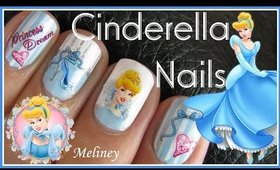 CINDERELLA NAILS | DISNEY PRINCESS CARTOON NAIL ART DESIGN STICKER TUTORIAL