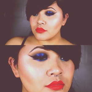 Dramatic eyes and lips :)

I love blues and red-oranges ~
