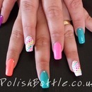 Neon dots over acrylic extensions