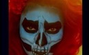 Blue Skull Makeup for Halloween  (cream cosmetics,eyeliner & black shadow)