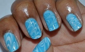 Beautiful Blues:Water Marble (Nail Art November)