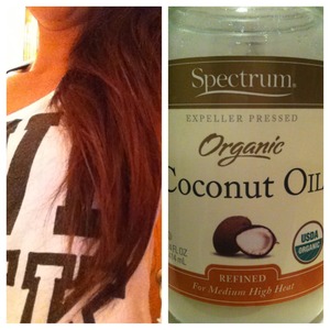 Deep conditioning with coconut oil once a week helps keep hair strong, soft & shiny.