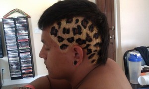 Leopard print in my boyfriends hair.. turned out great. 