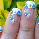 Classy French Manicure with a Floral Twist Nail Art