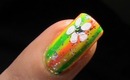Neon Flower Nail Art - Simple and Bright toothpick/dotting tool floral designs cute tutorial Video