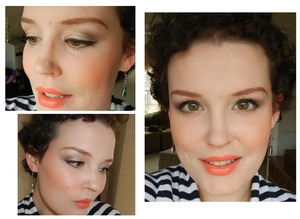 Neutral eye, fresh face, w/ coral cheeks and lips.  One of my go to spring makeup looks.