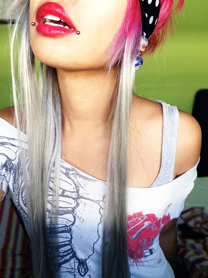 Red Lips and Silver Hair. 