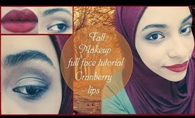 ♡♡ Fall/Autumn 2014 full face makeup tutorial+Cranberry lips ♡♡