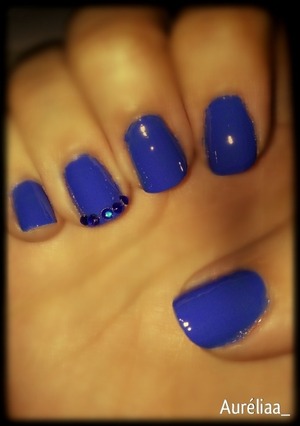 Blue Nails with Blue Rhinestones