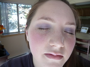 Lavender look (I always feel so goofy taking pictures of my eyes closed).