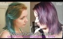 Green to Purple Hair! Garnier Dark Intense Burgundy Demo + Review
