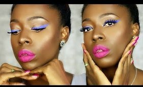 BLUE WINGED LINER + BOLD PINK LIPS| MAKEUP TUTORIAL