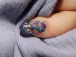 water marble on plastic bag with added art
