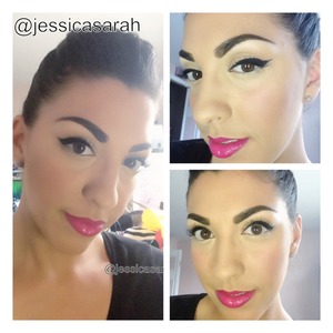 hot pink lips and cat eye