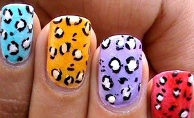 Leopard nail art tutorial neon long/short nail polish design to do at home for beginners step wise