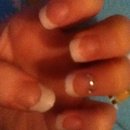 French manicure with diamonds 